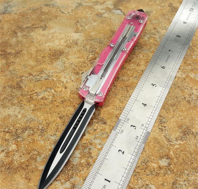 微技术ultratech121直跳刀双刃透视特别款粉红柄